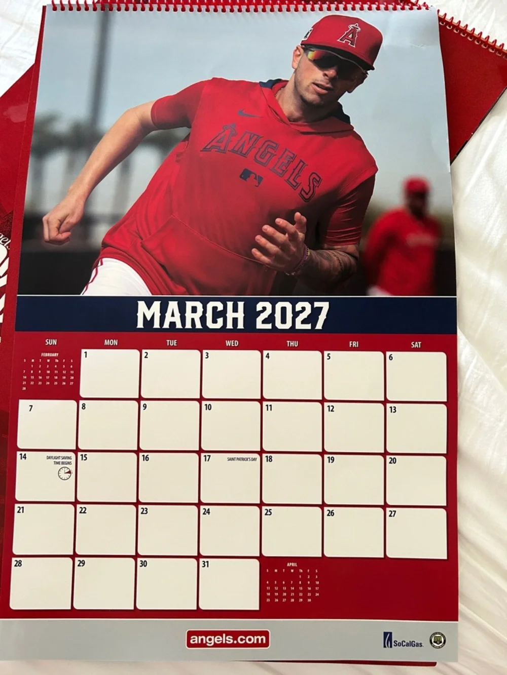 MLB Angels 2026 Calendar - Red and Navy April 2026 - March 2027